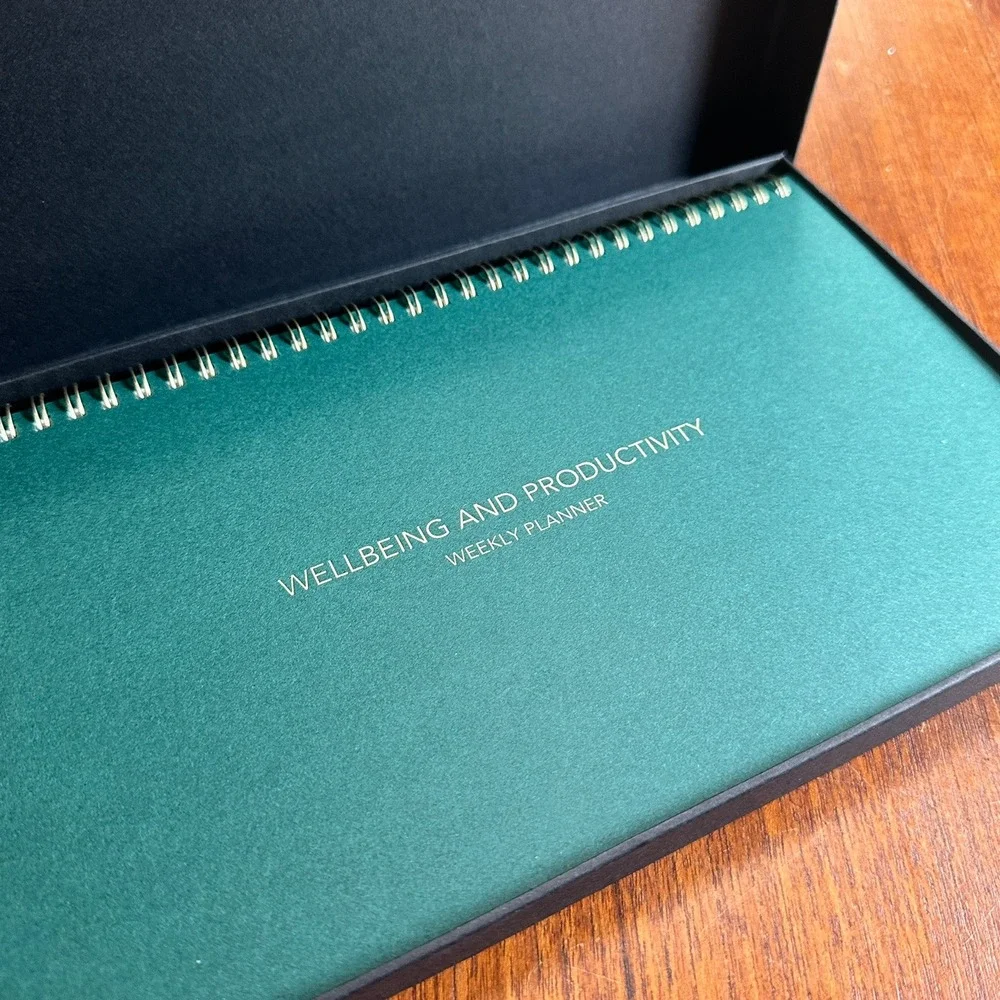 Zen&Flow Wellbeing and Productivity Weekly Planner Teal Gold Undated Minimalist